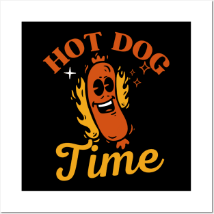 Hot Dog Time Retro Vintag Funny Hot Dog Saying Posters and Art